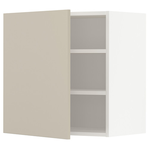 METOD Wall cabinet with shelves, white/Havstorp beige, 60x60 cm