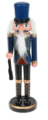 Nutcracker Christmas Decoration 28cm, blue, hat