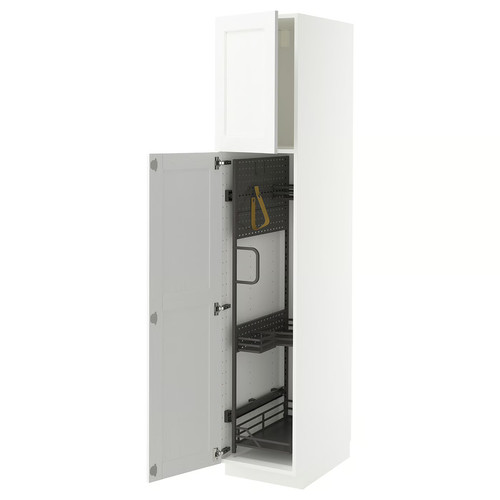 METOD High cabinet with cleaning interior, white Enköping/white wood effect, 40x60x200 cm