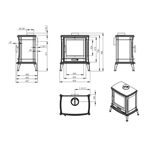 NORDflam Fireplace Stove Cast-iron Iberia Eko 9 kW