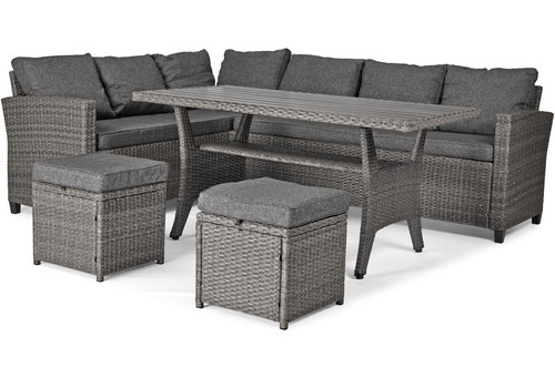 Large Garden Corner Sofa, Set with table, dark grey