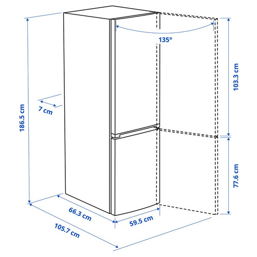 ALINGSÅS Fridge/freezer, IKEA 500 freestanding/stainless steel, 210/106 l