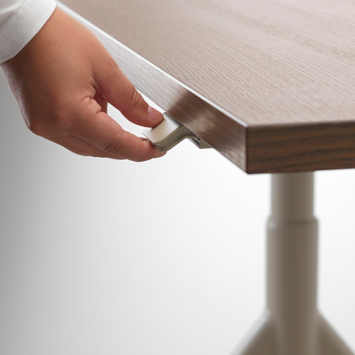IDÅSEN Desk sit/stand, brown/beige, 160x80 cm