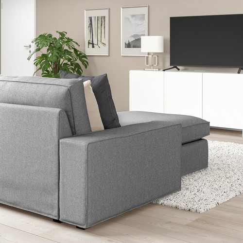 KIVIK Corner sofa, 6-seat w chaise longue, Tibbleby beige/grey