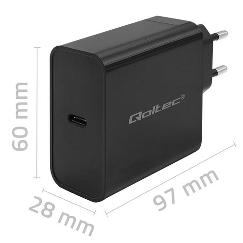 Qoltec Super Quick PD Charger EU Plug 1xUSB C, 65W, 5 20V