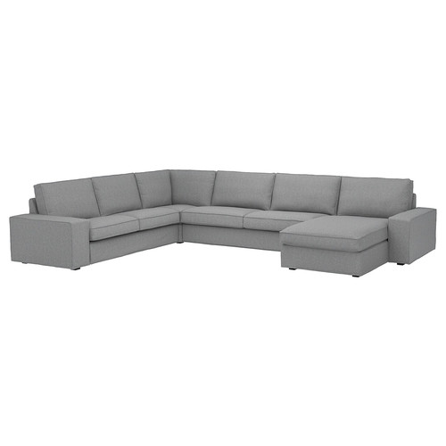 KIVIK Corner sofa, 6-seat w chaise longue, Tibbleby beige/grey