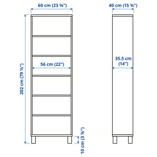BESTÅ Cabinet unit, white stained oak effect, 60x40x202 cm