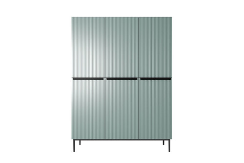 Wardrobe Nicole 150 cm, sage, black handles and legs