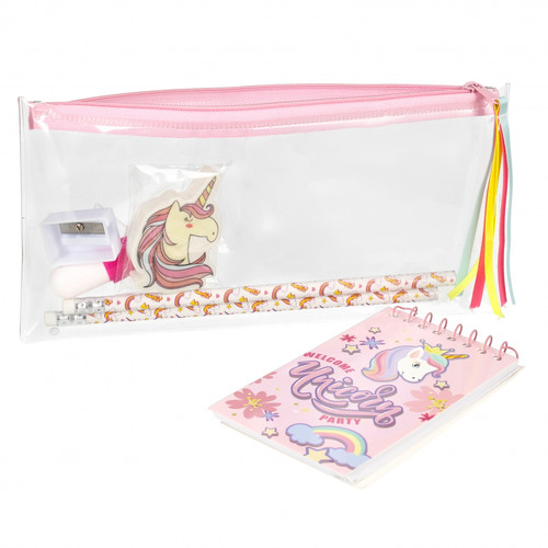 School Set Magical Unicorn - Notepad, Pencil, Hghlighter, Eraser, Sharpener