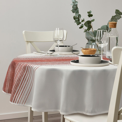 TAGGSIMPA Tablecloth, white/red, 150 cm