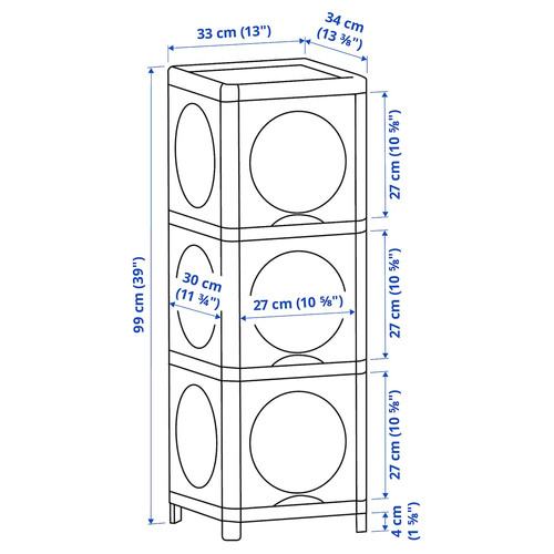 IVÖSJÖN Cabinet with doors, green, 33x34x99 cm