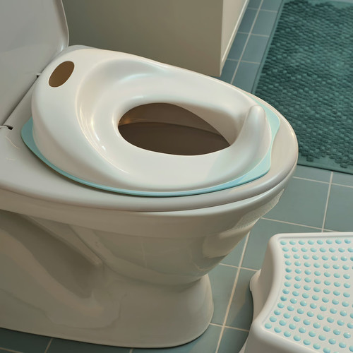 TOSSIG Toilet seat, white/turquoise