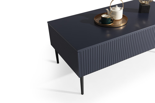 Coffee Table with Drawers Nicole, dark blue/black legs