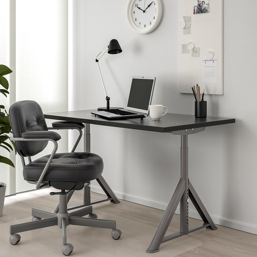 IDÅSEN Desk, black, dark grey, 120x70 cm