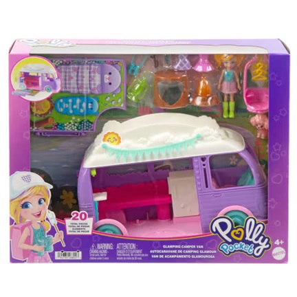 Polly Pocket Glamping Camper Van, Doll & Pet Playset JCC32 4+