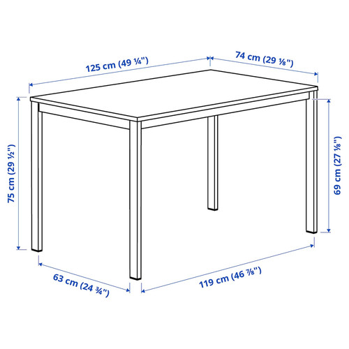 VIHALS / VIHALS Table and 4 chairs, white white/white, 125x74 cm