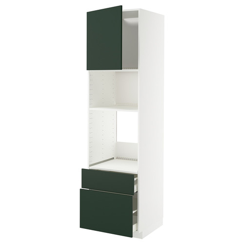 METOD / MAXIMERA High cab f oven/micro w dr/2 drwrs, white/Havstorp deep green, 60x60x220 cm