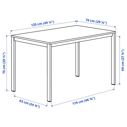 VIHALS Table, white/white, 125x74 cm