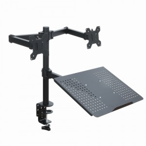 ART Desk Mount for 2 LED/LCD Monitors 13-27" with Notebook Holder L-25