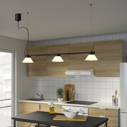 SAMBORD Pendant lamp with 3 lamps, black/white