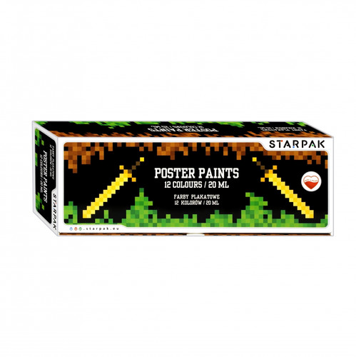 Starpak Poster Paints 12 Colours x 20ml Pixel Game
