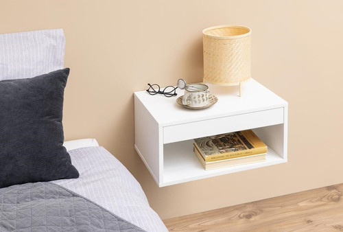 Wall-mounted Bedside Table Cholet, white