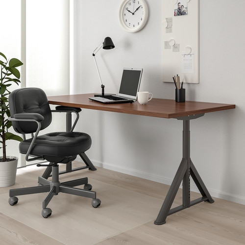 IDÅSEN Desk, brown/dark grey, 160x80 cm