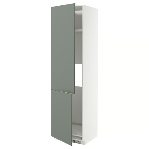 METOD High cab f fridge/freezer w 2 doors, white/Nickebo matt grey-green, 60x60x220 cm