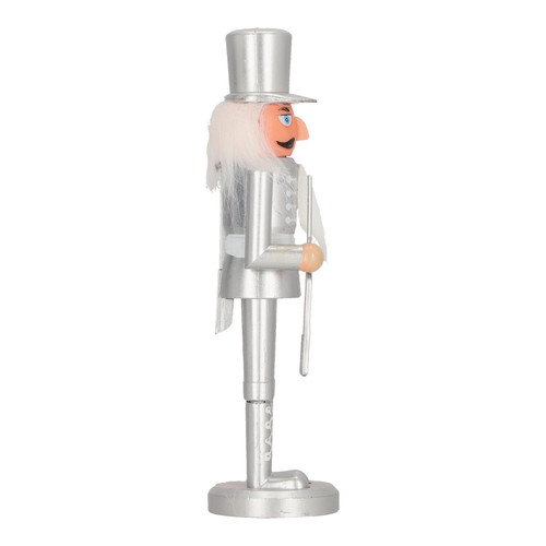 Nutcracker Christmas Decoration 28cm, silver, hat