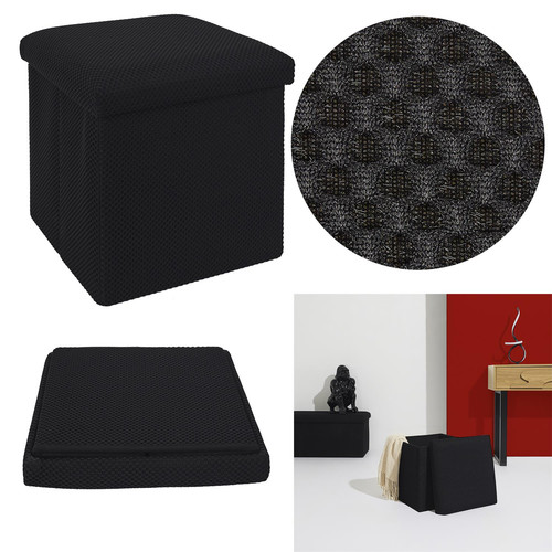 Folding Storage Pouffe Vels Atom, black