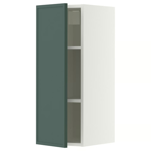 METOD Wall cabinet with shelves, white/Aspudden dark grey-green, 30x80 cm