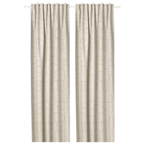 LÖNNSTÄVMAL Block-out curtains, 1 pair, beige, 145x300 cm