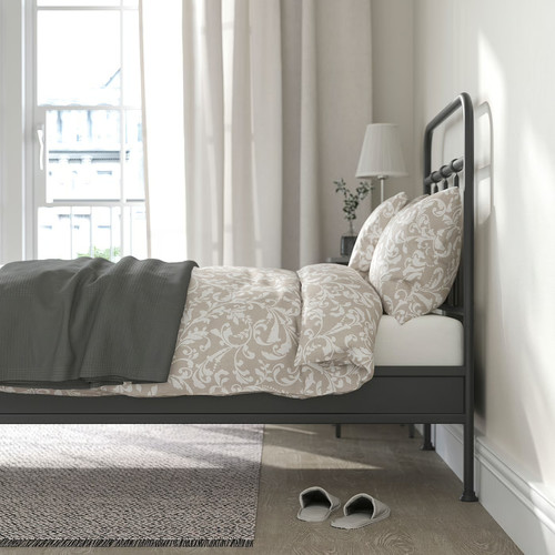 STJÄRNÖ Bed frame, anthracite/Leirsund, 90x200 cm