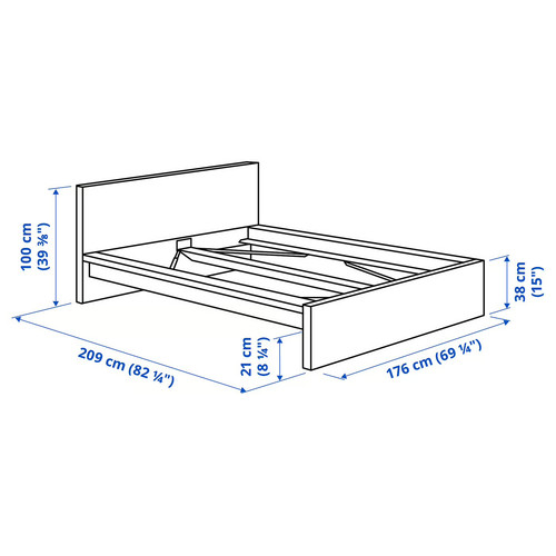 MALM Bed frame with mattress, white stained oak veneer/Valevåg extra firm, 160x200 cm