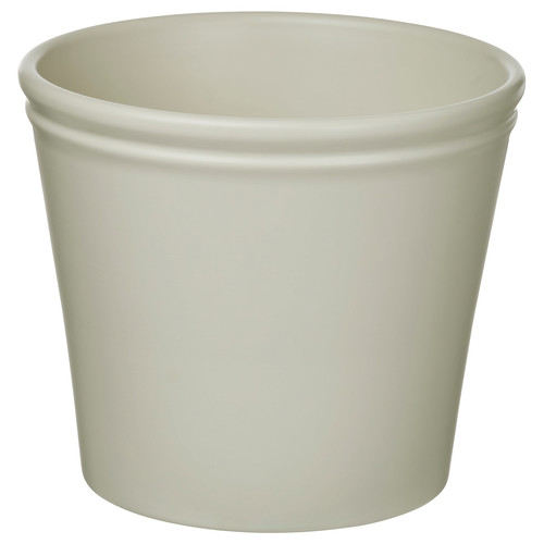 KÖRSBÄRSBJÖRK Plant pot, light grey/beige, 19 cm