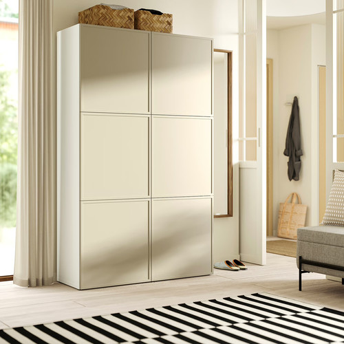 BESTÅ Storage combination with doors, white/Krukmakare beige, 120x42x193 cm