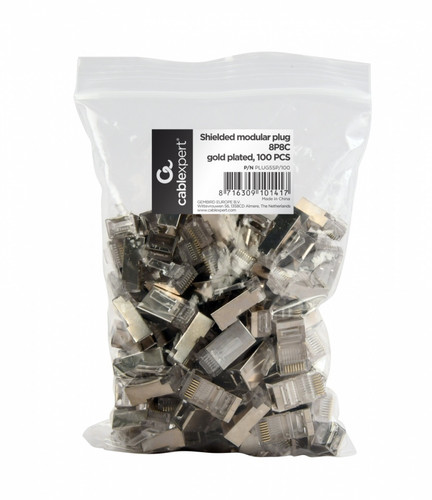 Gembird Shielded Modular Plug 30u" gold plated, 100pcs