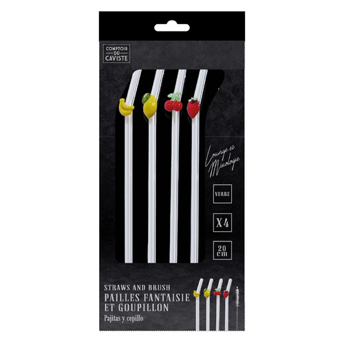 Reusable Glass Straw Set (4 Pieces)