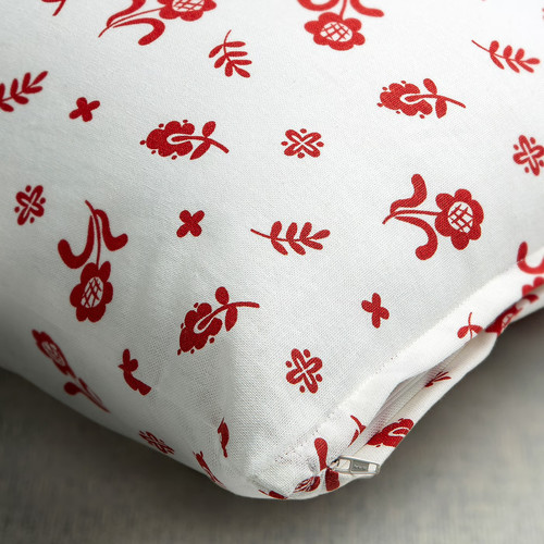 TÅGSÄCKMAL Cushion cover, white/floral pattern, 50x50 cm