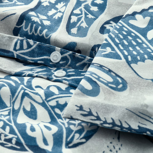 BITTERSÖTA Duvet cover and 2 pillowcases, light grey/blue, 200x200/50x60 cm