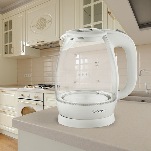 Feel Maestro 1.7L Glass Electric Kettle 2200W MR-063-WHITE