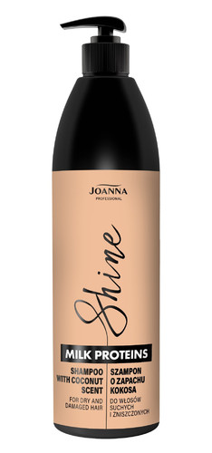 JOANNA Professional Shine Milk Proteins Shampoo with Coconut Scent for Dry & Damaged Hair 1l