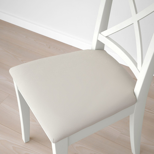 INGATORP / INGOLF Table and 4 chairs, white/Hallarp beige, 155/215 cm