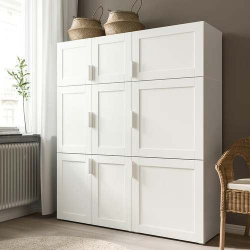 SANNIDAL Door with hinges, white, 40x40 cm