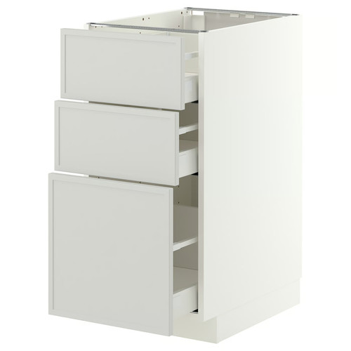 METOD/MAXIMERA Base cabinet with 3 drawers, white/Aspudden light grey, 40x60 cm