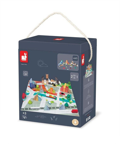 Janod Wooden blocks with puzzle Kubix City 60 elements 3+