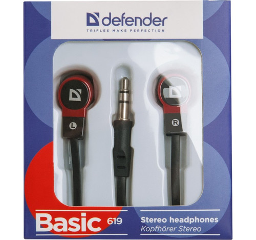 Defender Earphone Basic 619, black/red