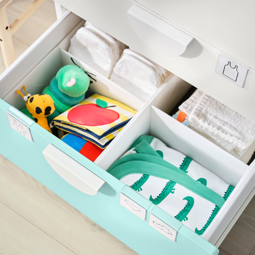 SMÅSTAD Changing table, white pale turquoise, with 3 drawers, 90x79x100 cm