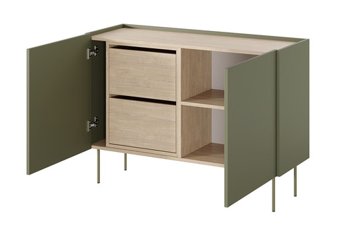 Two-Door Cabinet with Drawers Desin 120, olive/nagano oak