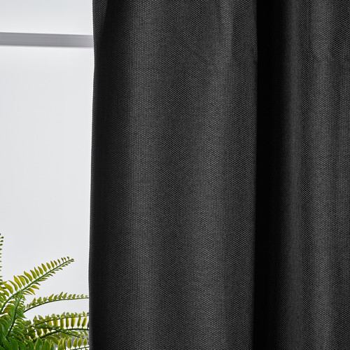 ANNAKAJSA Room darkening curtains, 1 pair, anthracite, 145x300 cm
